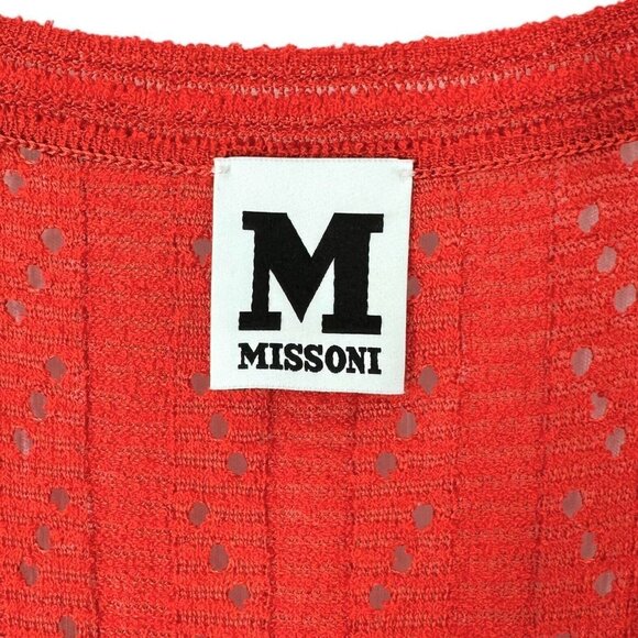 M MISSONI Burnt Orange Crochet Knit Short Sleeve Sweater Dress Size Small - Picture 4 of 6